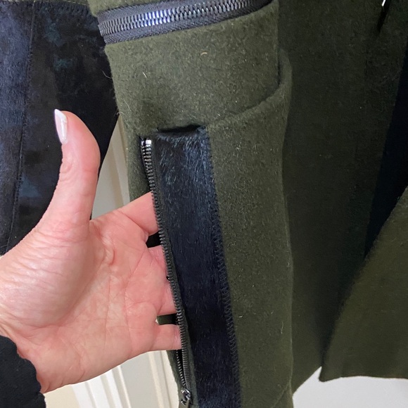 Zac Posen Genuine Raccon/ Baby Calf Fur Wool Convertible Coat US 14 / XL - Picture 5 of 16